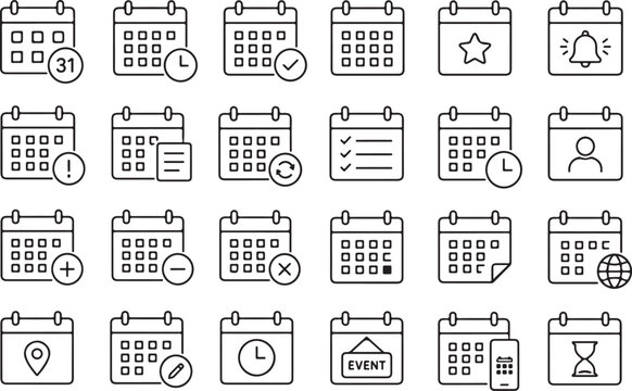 Set of hand drawn calendar icons for business and event planning