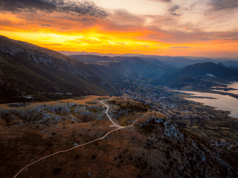 Aerial view of Rama lake or Ramsko jezero in Bosnia and Herzegovina