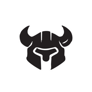Black viking helmet icon with horns