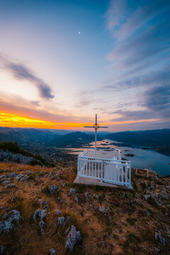 Ramsko Lake (Ramsko jezero) with its unique islands and peninsulas from the Zahum viewpoint, Bosnia and Herzegovina.