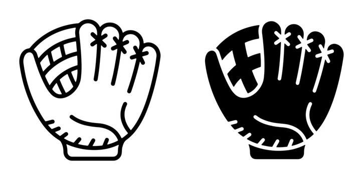 Baseball Glove Icons, Sports Equipment Vector Art, Catching Mitt Illustrations for Athletic Design