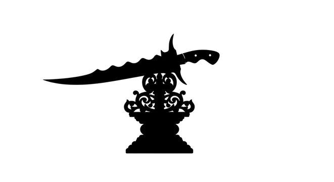 Traditional keris dagger on ornate display stand