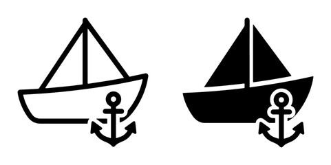 Sailboat and Anchor Icons, Nautical Vector Graphics, Maritime Symbols for Marine and Travel Themes © Ayan