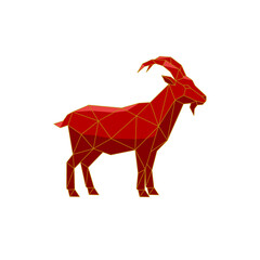 Obraz premium Red Geometric Goat Polygonal Vector Isolated Illustration