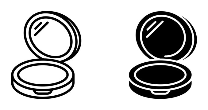 Compact Mirror Icons, Makeup Powder Compact Vector Set, Beauty Cosmetic Accessory Graphics