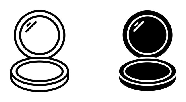 Compact Powder Icons, Makeup Compact Set, Cosmetic Compact Mirror, Beauty Compact Vector Icons