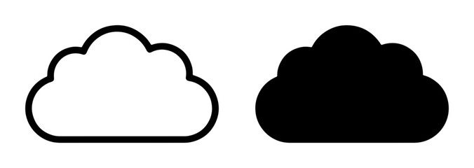 Obraz premium Cloud Icons, Simple Vector Graphics, Weather Symbols, Data Storage, Digital Concepts, Black and White, Minimalist Design