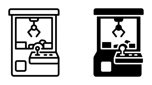 Claw Machine Vector Icons, Prize Game Machine Graphics, Arcade Toy Grabber Machine Illustrations, Entertainment Machine Symbols