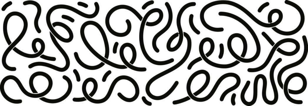 Abstract decorative hand-drawn continuous black line pattern with elegant curved swirls and loops on a plain field abstract decorative illustration ornament monochrome creative continuous