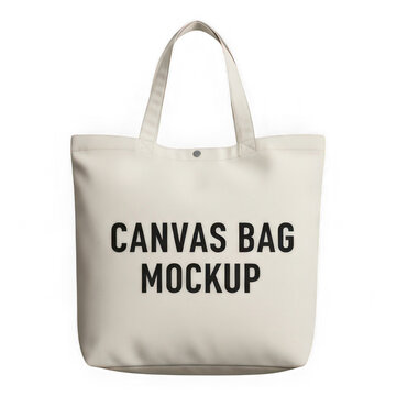 Plain beige canvas tote bag mockup