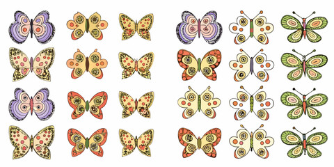 Decorative butterflies collection colorful vector illustration on white background © Hridoy