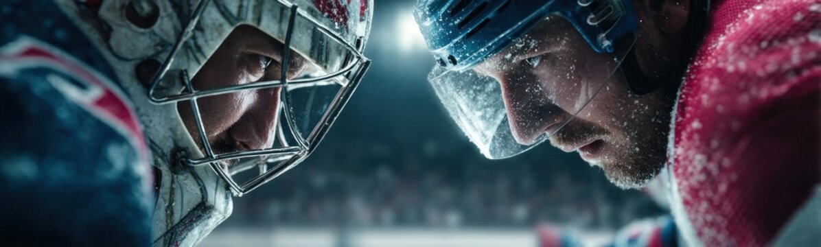 Hockey players in a stadium looking at each other sport background
