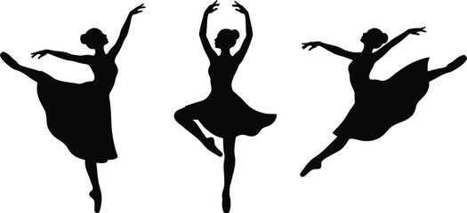 ballet dancer ballerina women in graceful dancing poses silhouette vector isolated on white background © MdJherulIslam