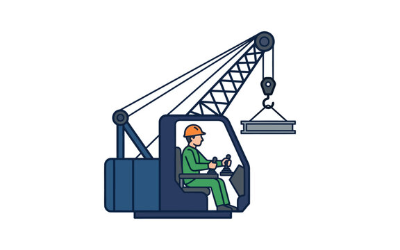 Crane Operator Construction Vector Illustration