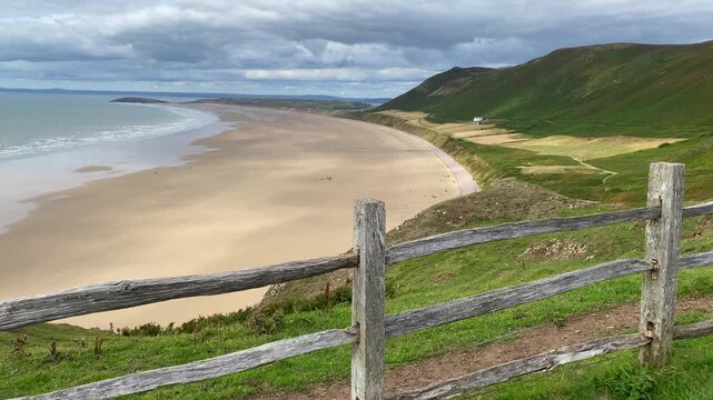 View of the beach at Rhossili Bay, Rhossili, Wales