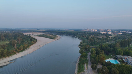 Po River drought revealing extensive dry sandbanks