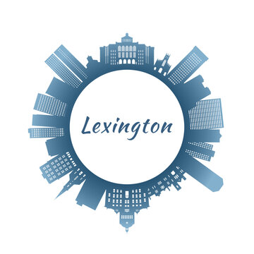 Lexington skyline with colorful buildings. Circular style. Stock vector illustration.
