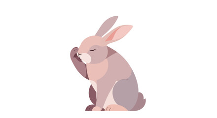 Fototapeta premium Cute Bunny Rabbit Scratching Ear Isolated on White Background.