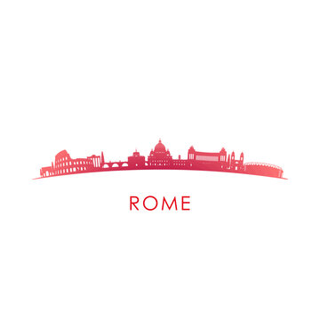 Rome skyline silhouette. Vector design colorful illustration