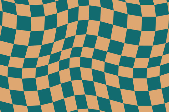 Wavy checkered pattern teal and tan geometric design for modern backdrops and digital art
