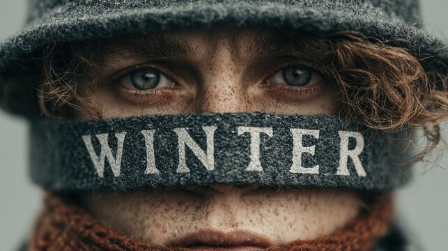 Man with a winter hat covering his face