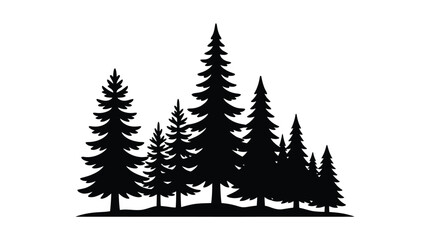 Coniferous Tree Silhouette Against White Background trees © LOTIFUL