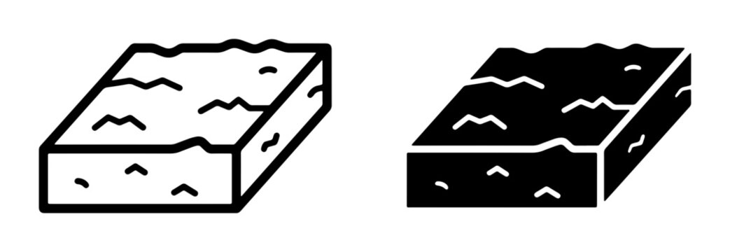 Sponge Icons, Cleaning Tool Vector Graphics, Absorbent Material Illustrations for Hygiene and Household Tasks