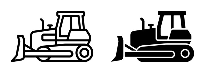 Bulldozer Icons, Heavy Machinery Vector Set, Construction Equipment Graphics, Earthmover Symbols, Industrial Vehicle Illustrations © Nijam