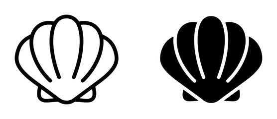 Seashell Icons, Scallop Shell Vector Graphics, Marine Life Symbols, Ocean Beach Elements, Nautical Design Assets, Summer Holiday Graphics © Rifat