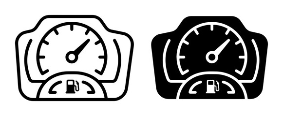 Fototapeta premium Car Dashboard Icons: Speedometer and Fuel Gauge, Vector Set for Automotive and Transport Graphics