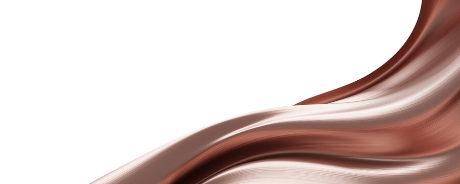 Abstract luxury rose gold pleated silk fabric waving isolated on transparent background with copy space 3D render