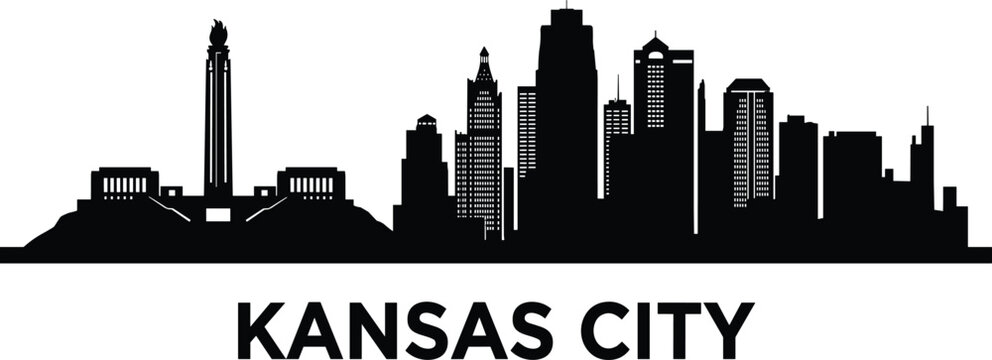 Kansas City Skyline Silhouette Vector with Famous Landmarks and Modern Cityscape Illustration