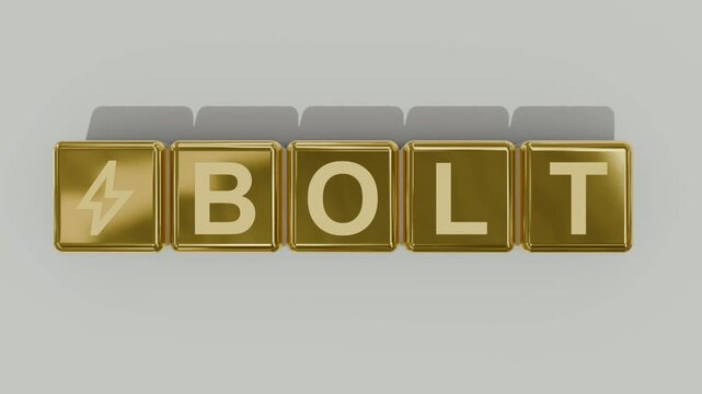 3D Realistic Bolt Icon and Bolt Text Block Animation