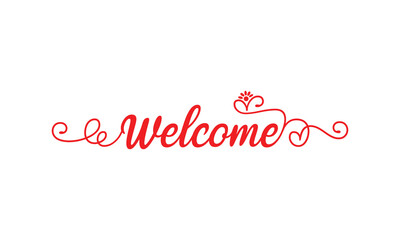 Fototapeta premium Elegant Red Welcome Swash Floral Vector