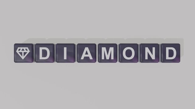 3D Realistic Diamond Icon and Diamond Text Block Animation