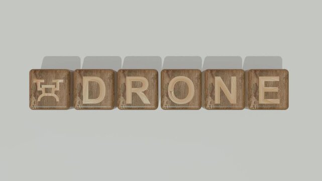 3D Realistic Drone Icon and Drone Text Block Animation