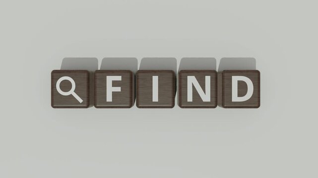 3D Realistic Find Icon and Find Text Block Animation