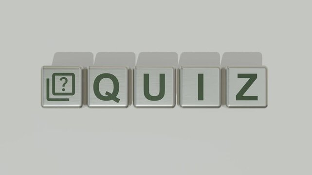3D Realistic Quiz Icon and Quiz Text Block Animation