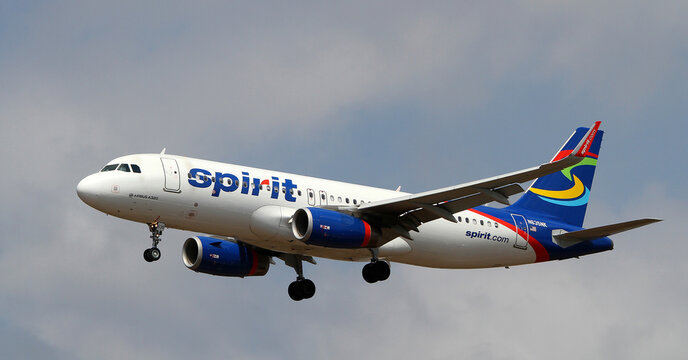 Los Angeles, California - July 10, 2026: Spirit Airlines Airbus A320 