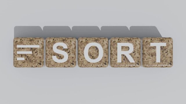 3D Realistic Sort Icon and Sort Text Block Animation