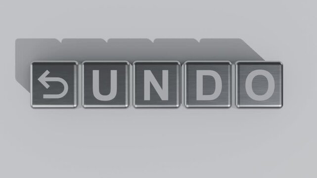 3D Realistic Undo Icon and Undo Text Block Animation