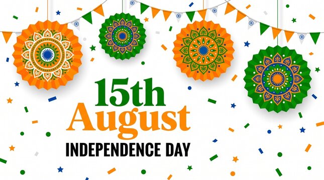 Indian holiday, Happy Independence Day celebration, poster and banner
