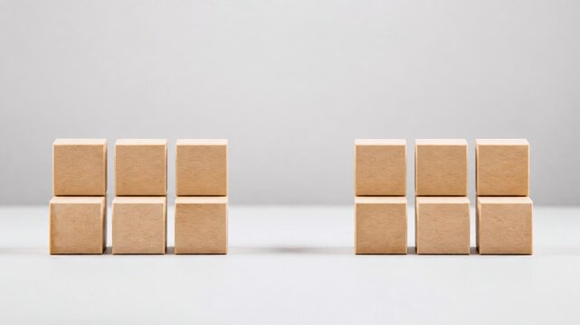 Two groups of cardboard cubes, isolated on white