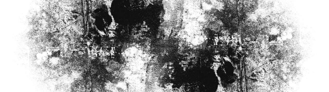 Screen print distressed overlay pattern banner panorama long wide - Grunge grainy vintage letterpress textures. black imprint texture, isolated on white background