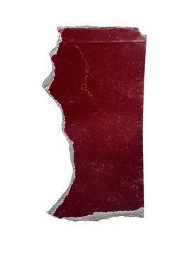 A piece of red paper with a torn edge texture