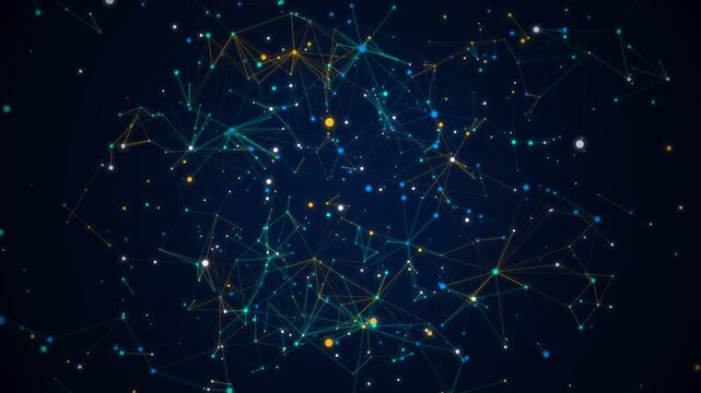 Abstract Digital Network with Glowing Nodes and Connected Lines