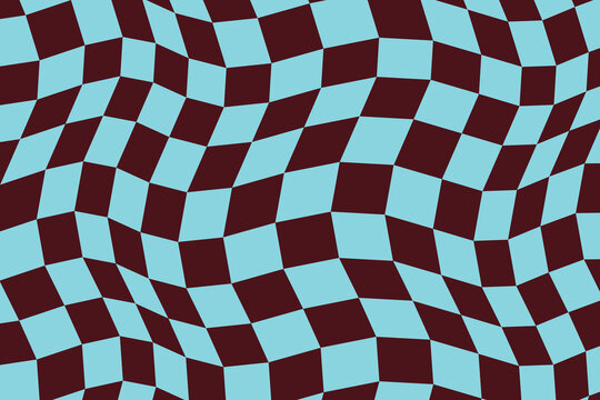 Warped checkerboard illusion a hypnotic teal and maroon pattern for modern design projects