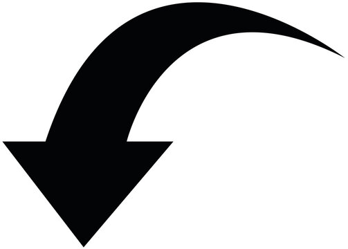 Curved Arrow Down Left Icon Transparent PNG, Swirling Return Back Navigation Pointer Symbol