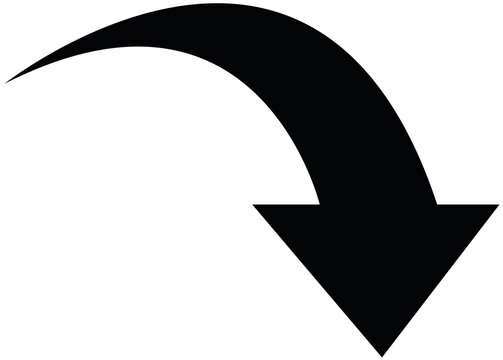 Curved Arrow Down Right Icon Transparent PNG, Arching Forward Navigation Pointer Symbol