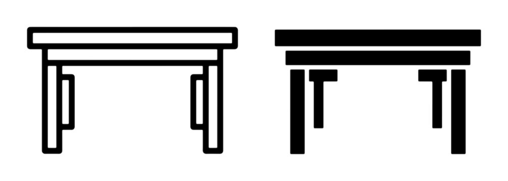 Simple Table Icons, Minimalist Furniture Graphics, Flat Design Desk Symbols, Vector Objects for Interior Design and Home Decor Concepts